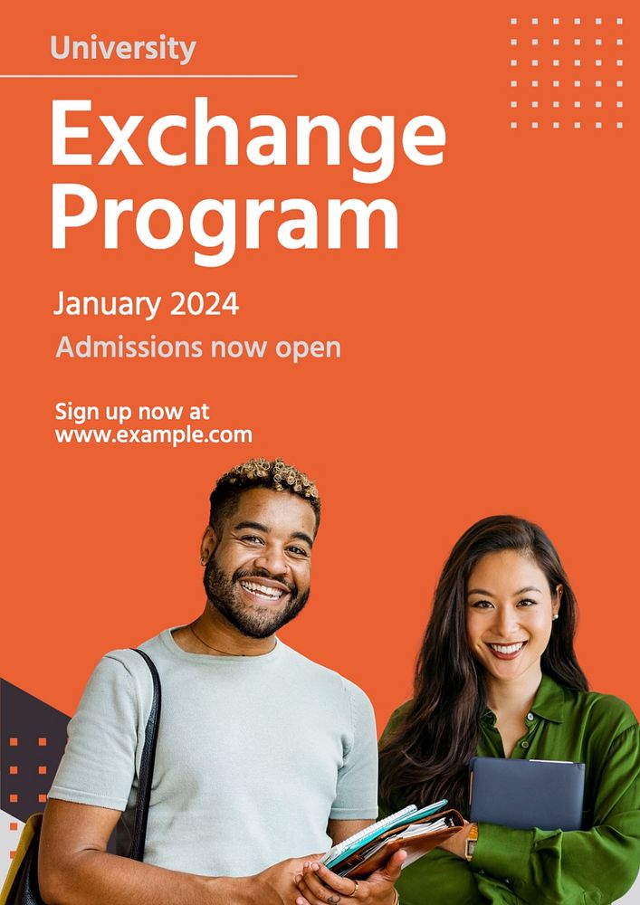 Exchange program poster template, editable text and design