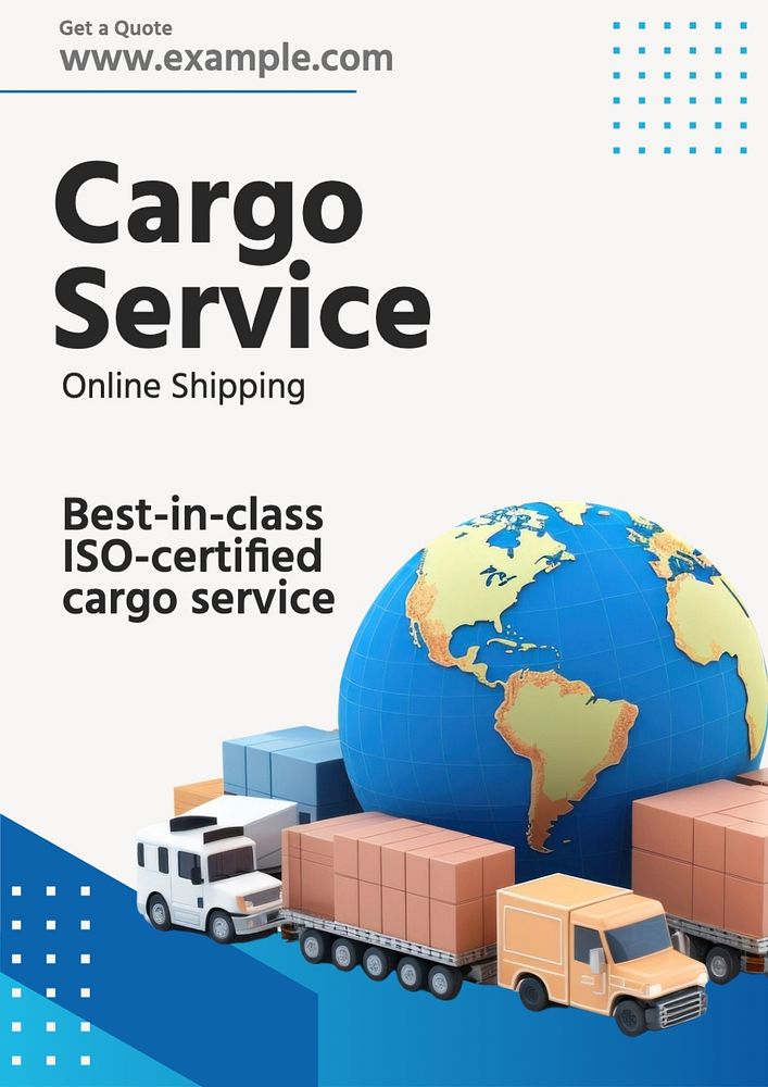 Cargo service poster template, editable text and design