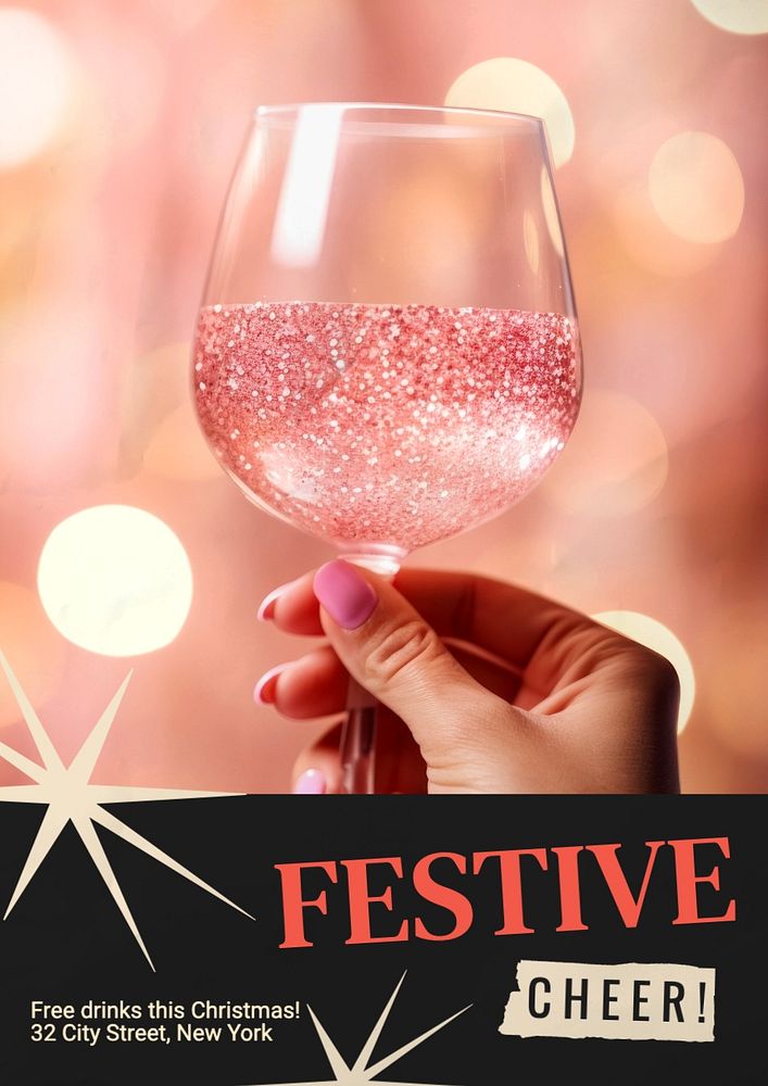 Festive poster template, editable text and design