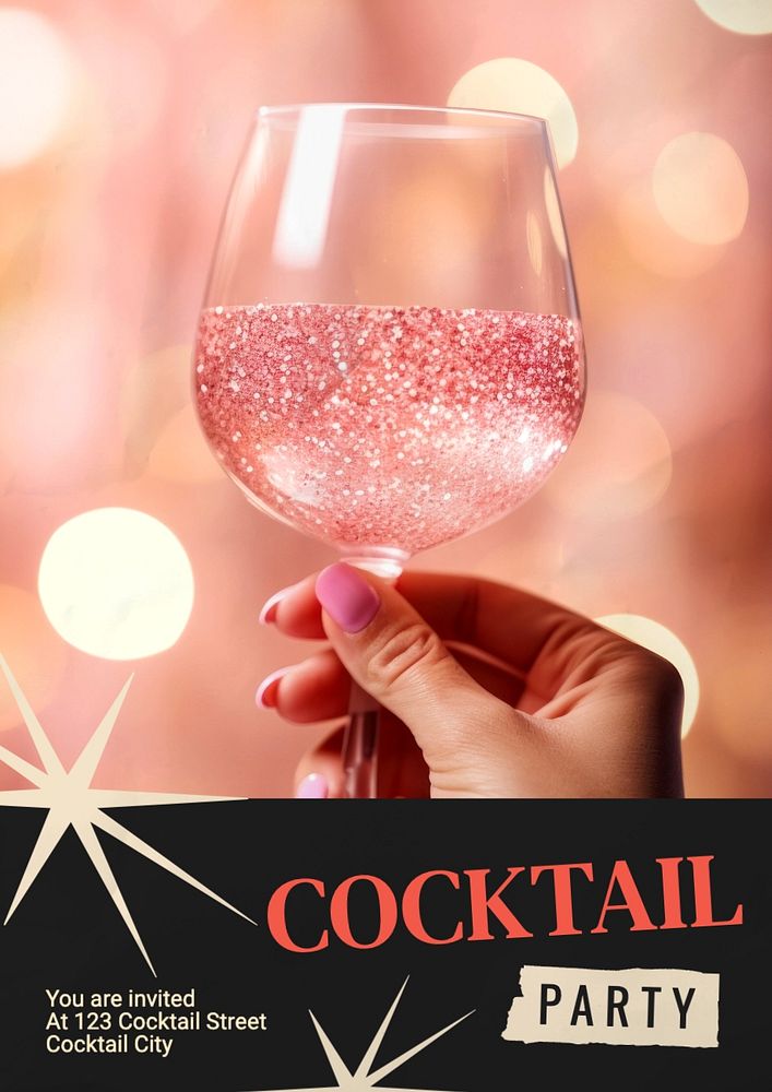 Cocktail party poster template, editable text and design