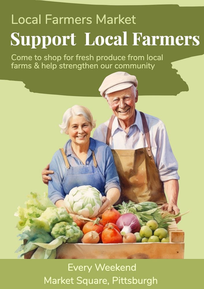 Support local farmers poster template, editable text and design