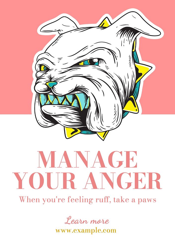 Anger management poster template, editable text and design