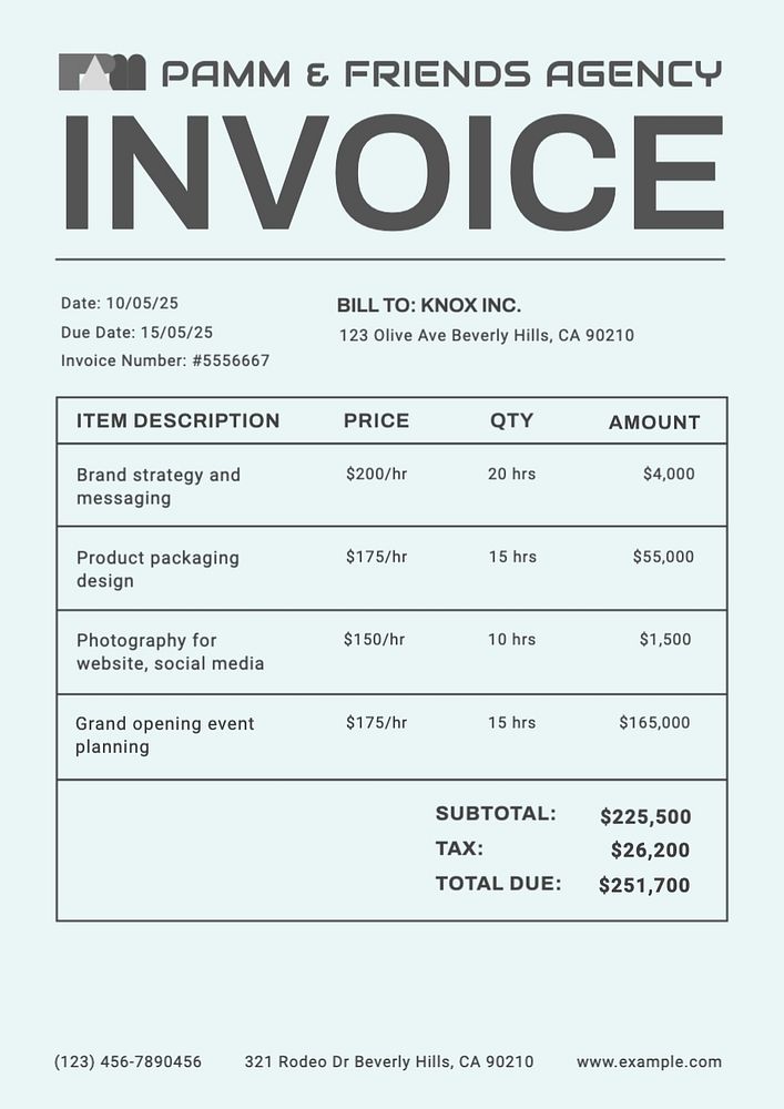 Marketing service invoice template, finance & accounting design