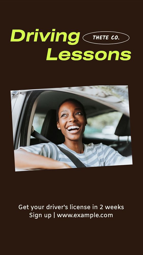 Driving lessons Instagram post template, editable text