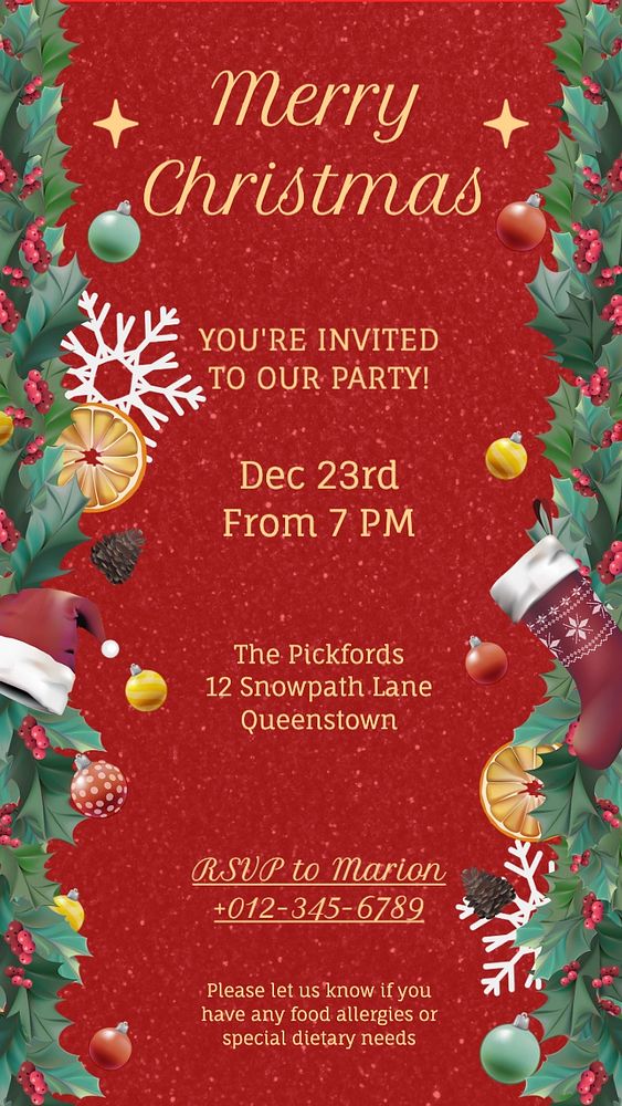 Christmas party Facebook story template, editable design