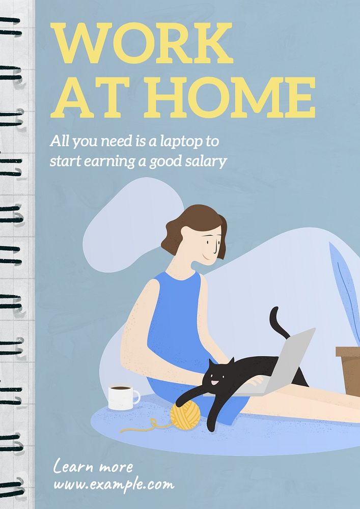 Work at home poster template, editable text and design