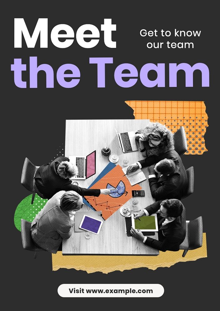 Meet our team poster template, editable text and design