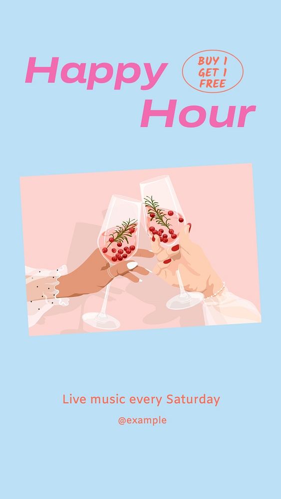 Happy hour Instagram post template, editable text