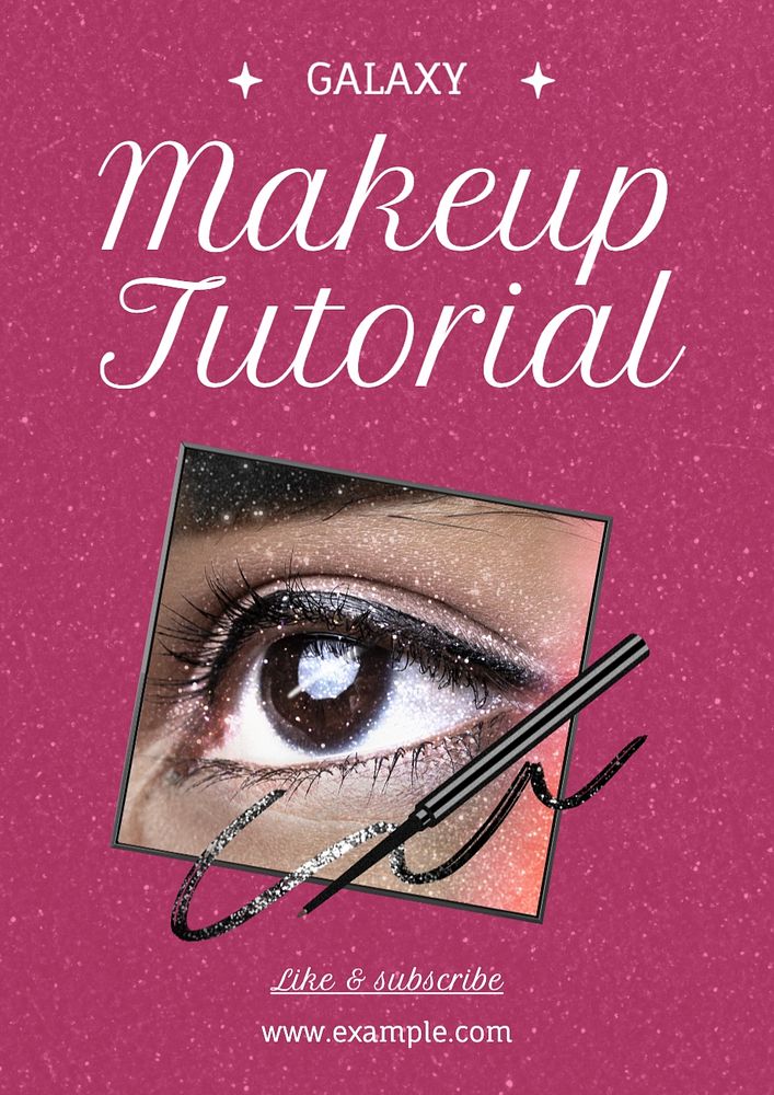 Galaxy makeup tutorial poster template, editable text and design