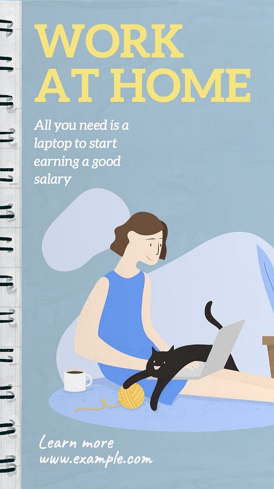 Work at home social story template, editable Instagram design