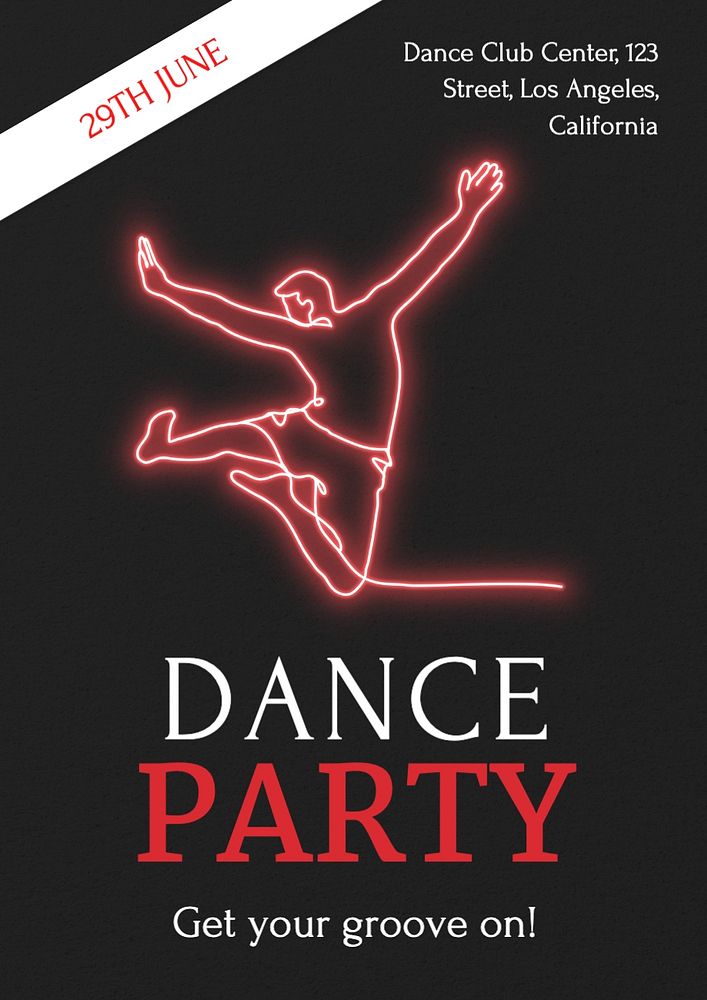 Dance party invitation poster template, editable text and design