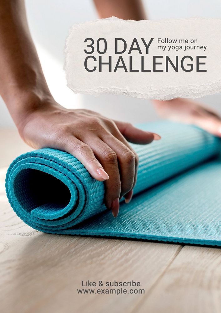 30 day challenge poster template, editable text and design