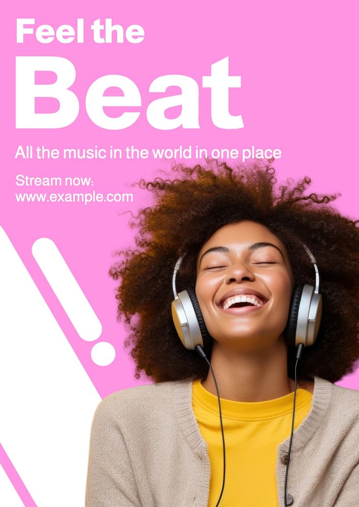 Feel the beats poster template, editable text and design