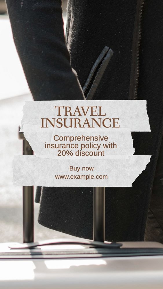 Travel insurance Instagram post template, editable text