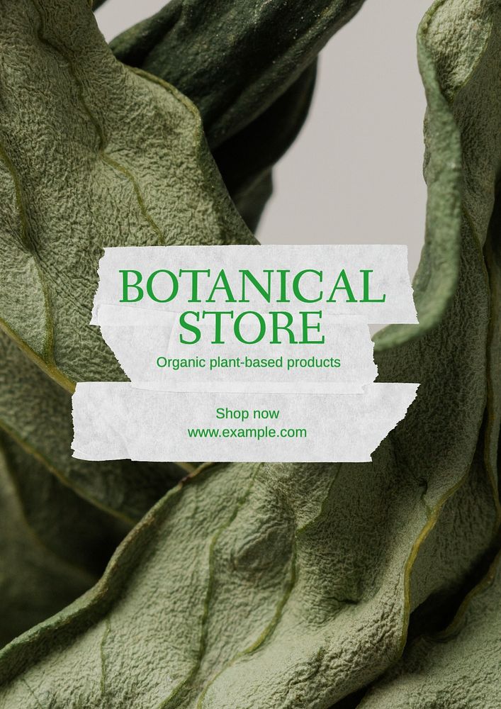 Botanical store poster template, editable text and design