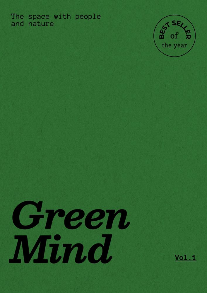 Green mind book cover template, editable design