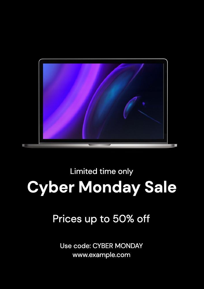 Cyber Monday sale poster template, editable text and design