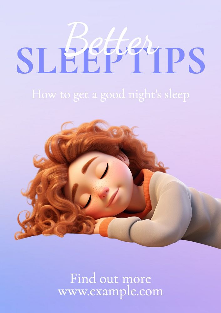 Better sleep tips poster template, editable text and design