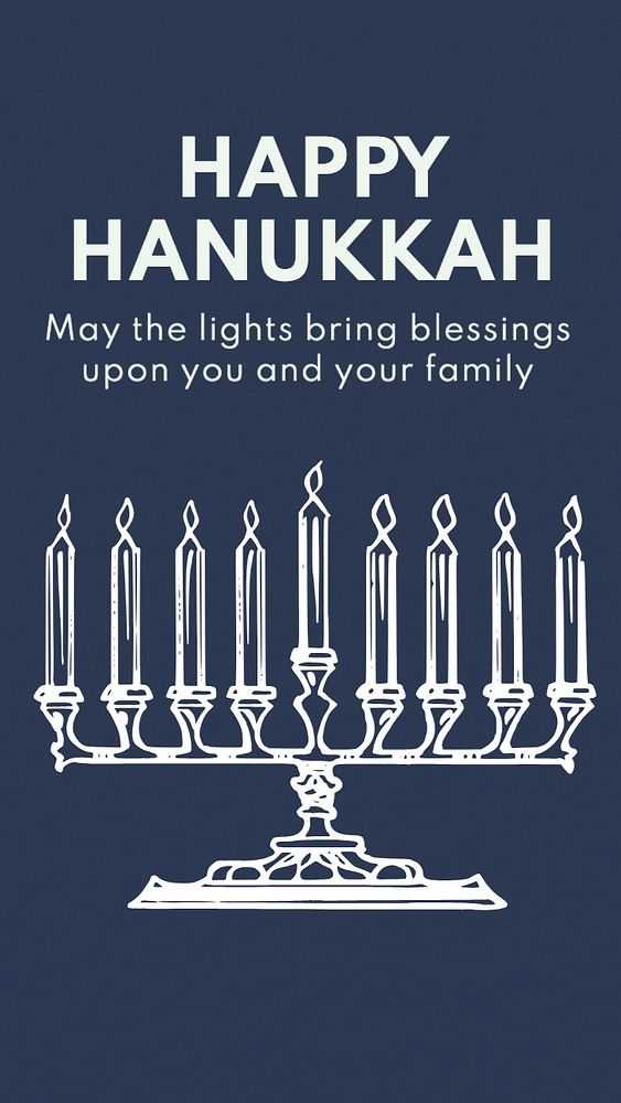 Happy Hanukkah Facebook story template, editable design