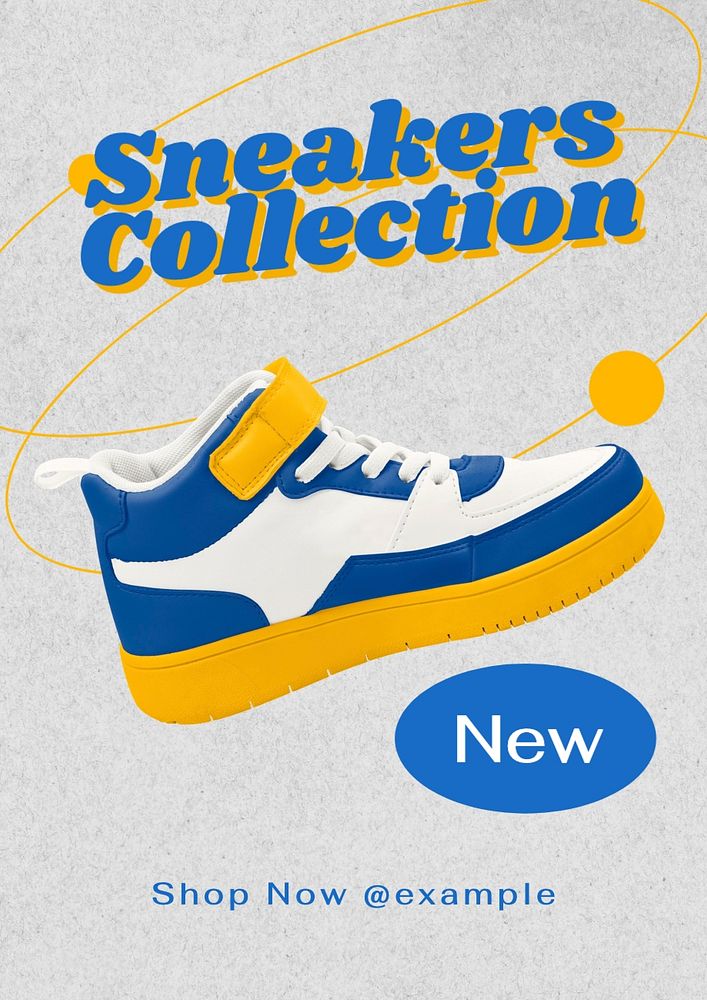 Sneakers collection poster template, editable text and design