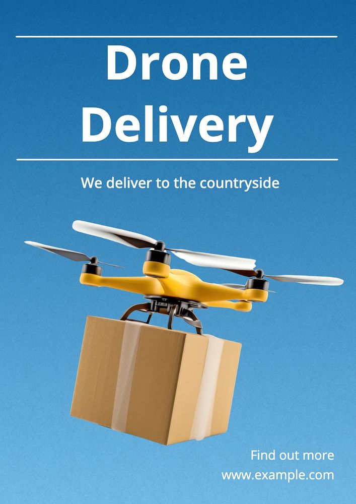 Drone delivery poster template, editable text and design