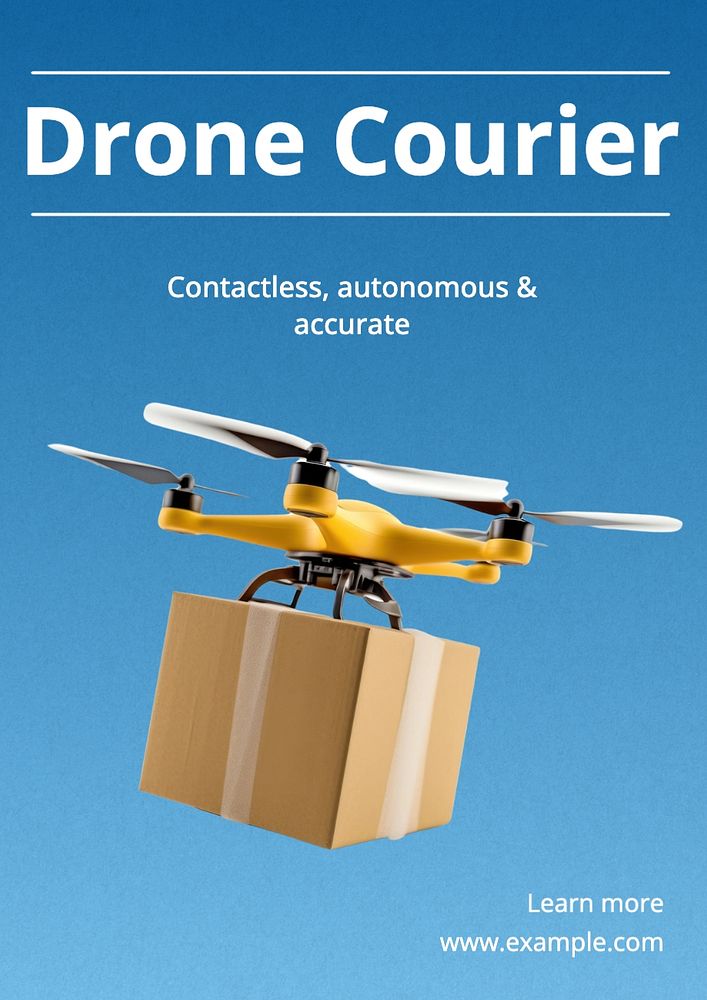 Drone courier poster template, editable text and design