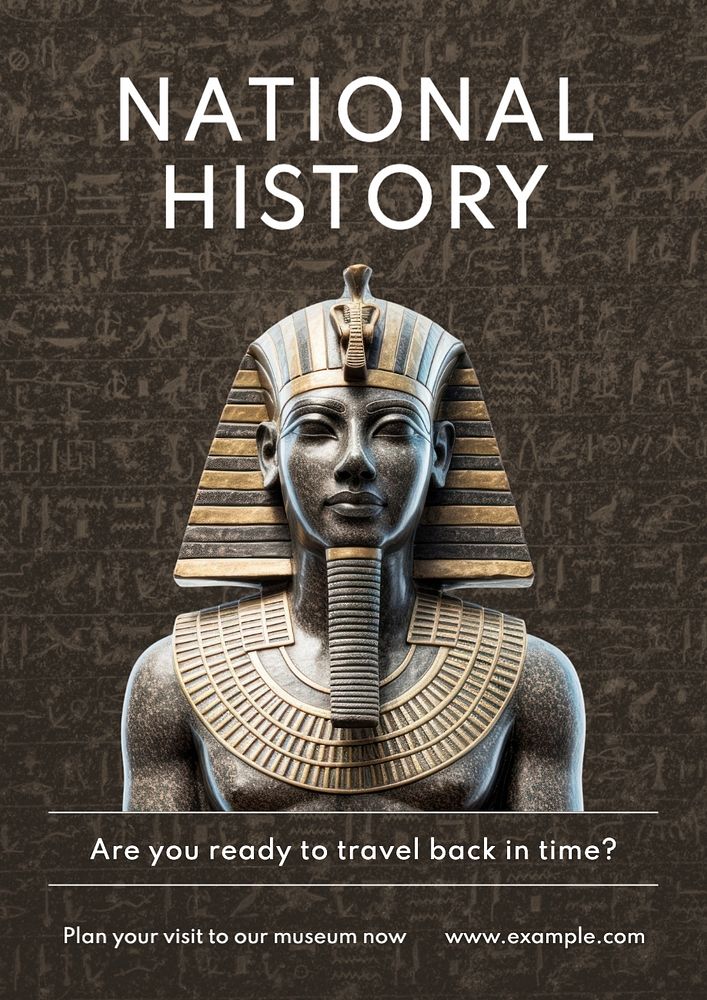 National history poster template, editable text and design
