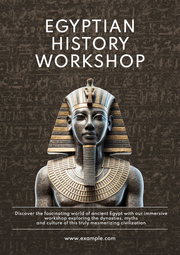 Egyptian history workshop poster template, editable text and design