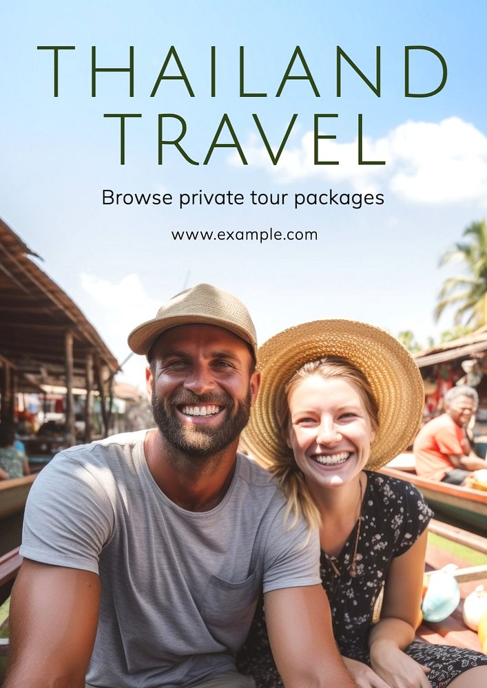 Thailand travel poster template, editable text and design