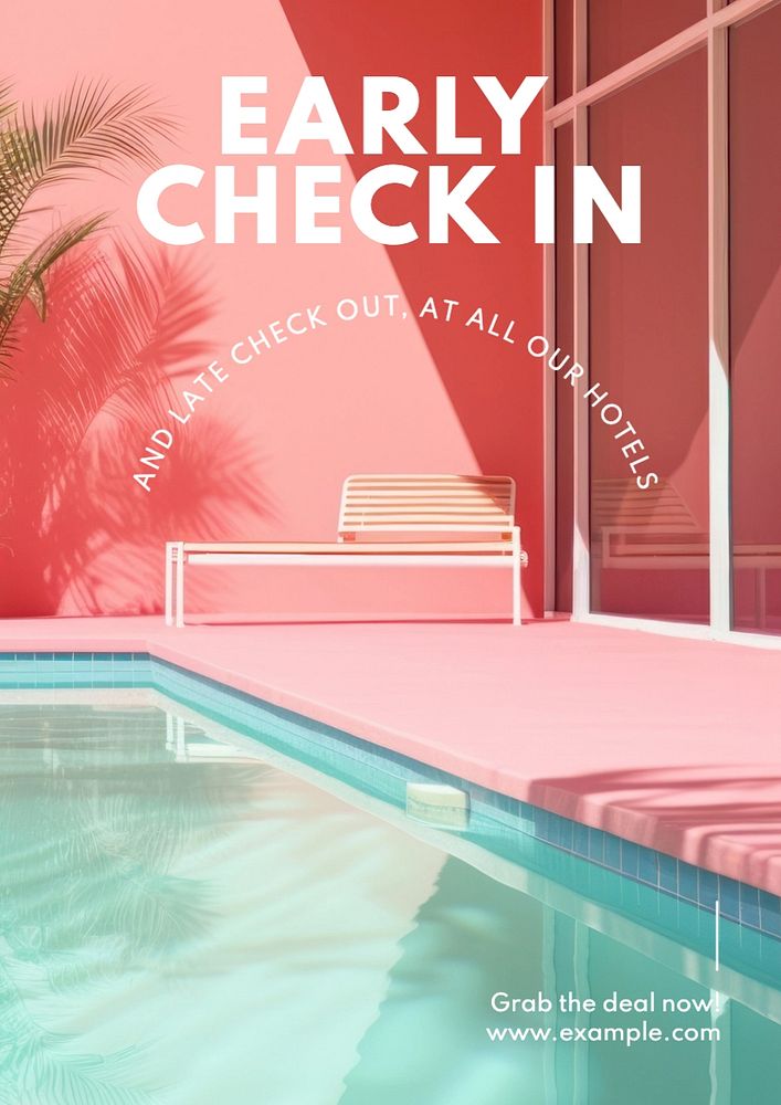 Early check in poster template, editable text and design