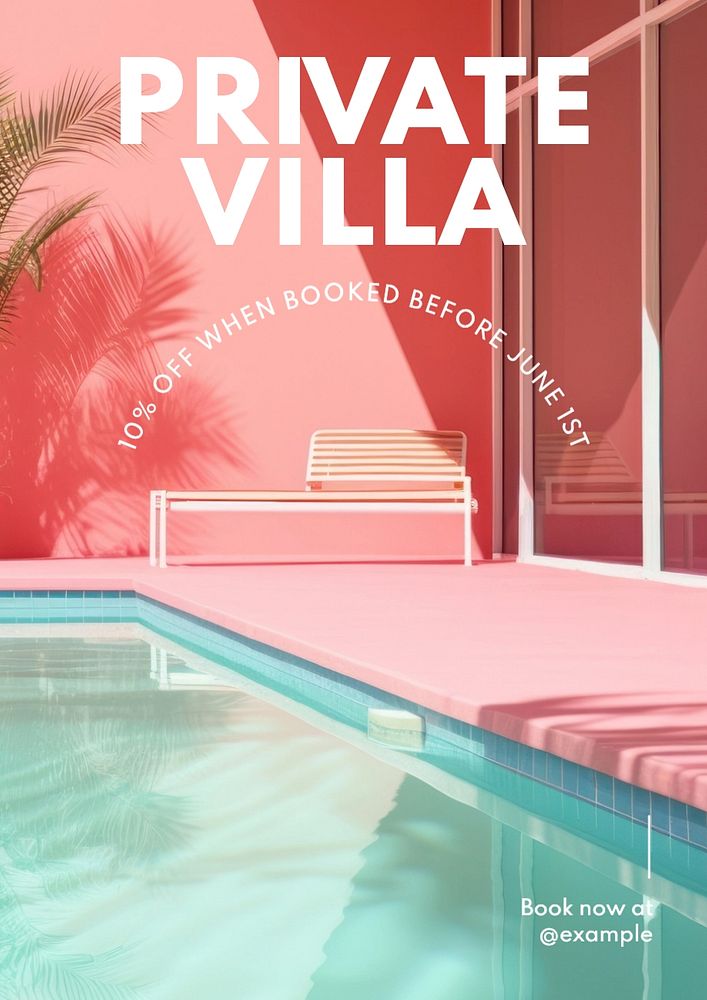 Private villa poster template, editable text and design