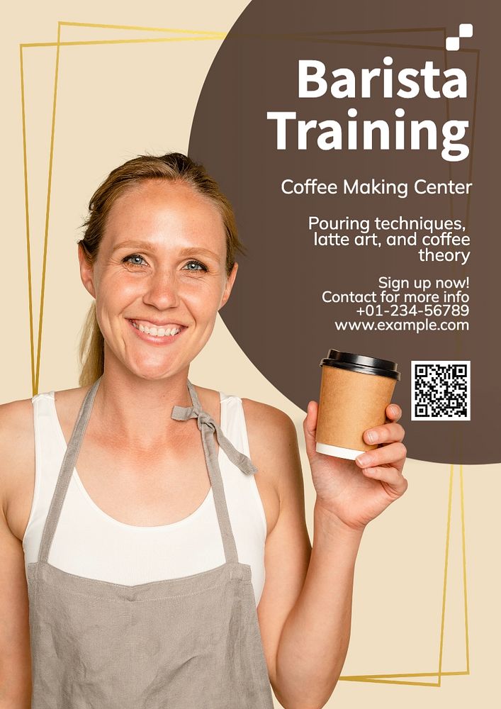 Barista training poster template, editable text and design