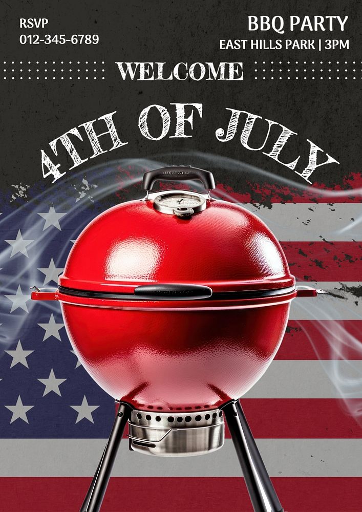 4th of July poster template, editable text and design