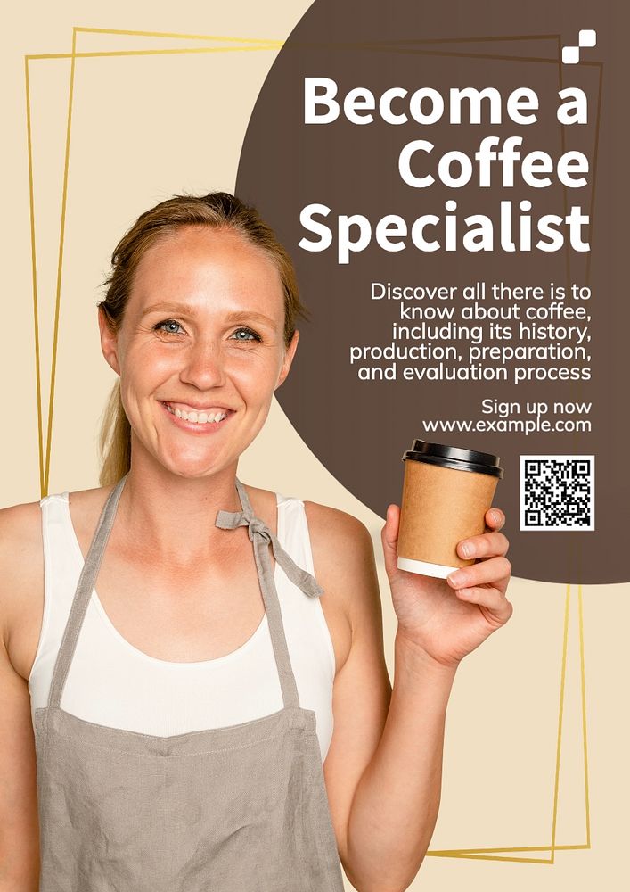 Coffee specialist poster template, editable text and design