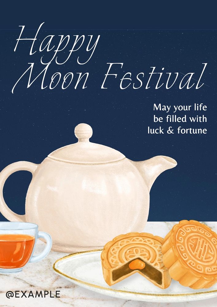 Moon festival poster template, editable text and design