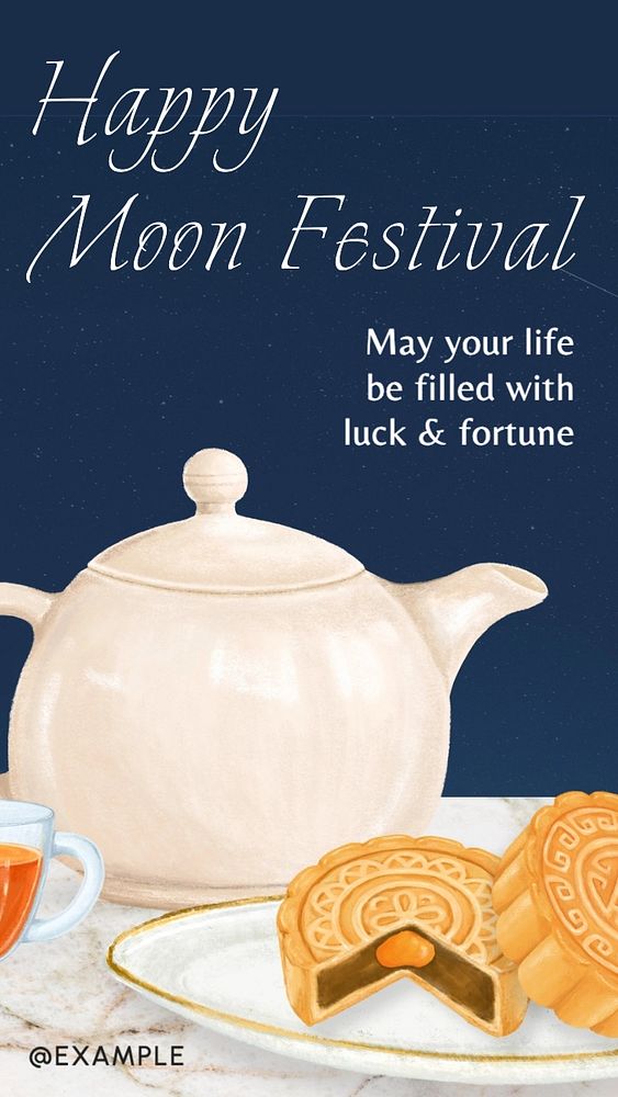 Moon festival Instagram story template, editable text