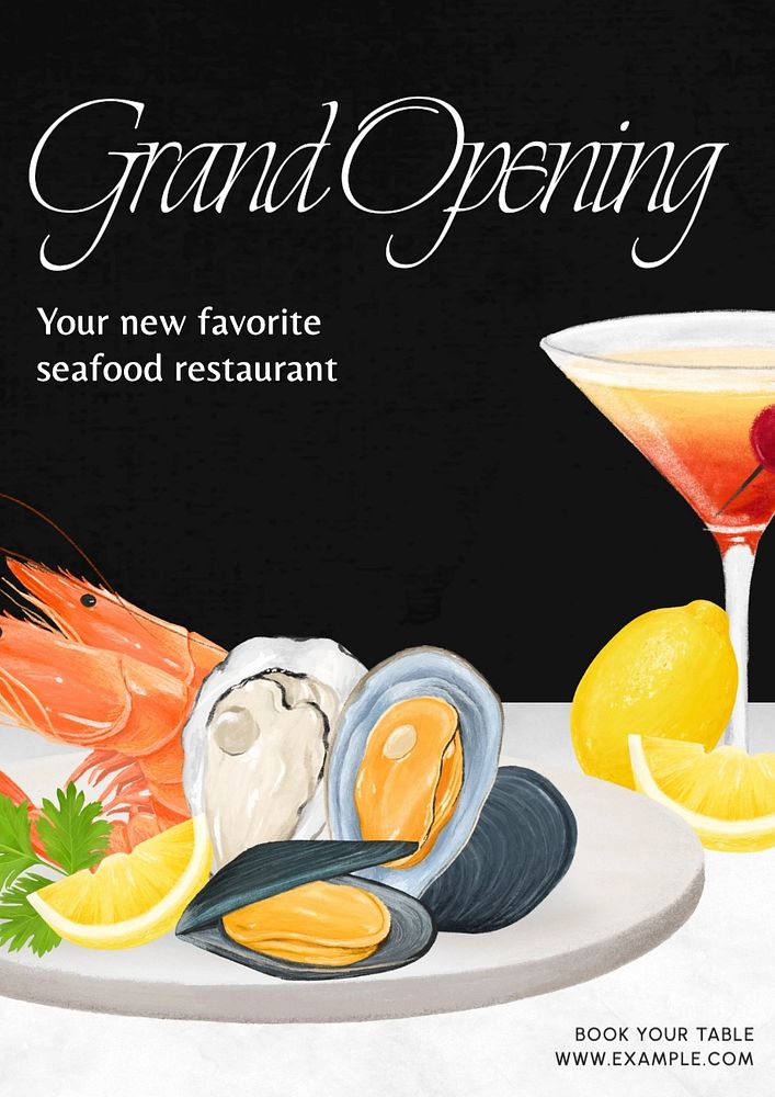 Grand opening poster template, editable text and design