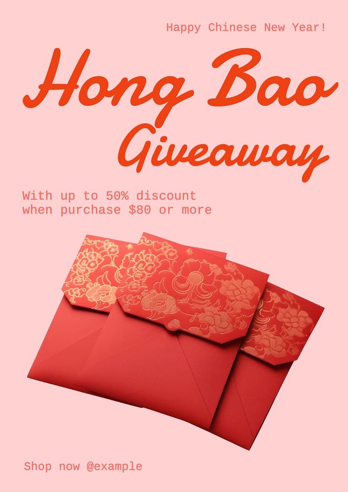 Hong bao envelope poster template, editable text and design