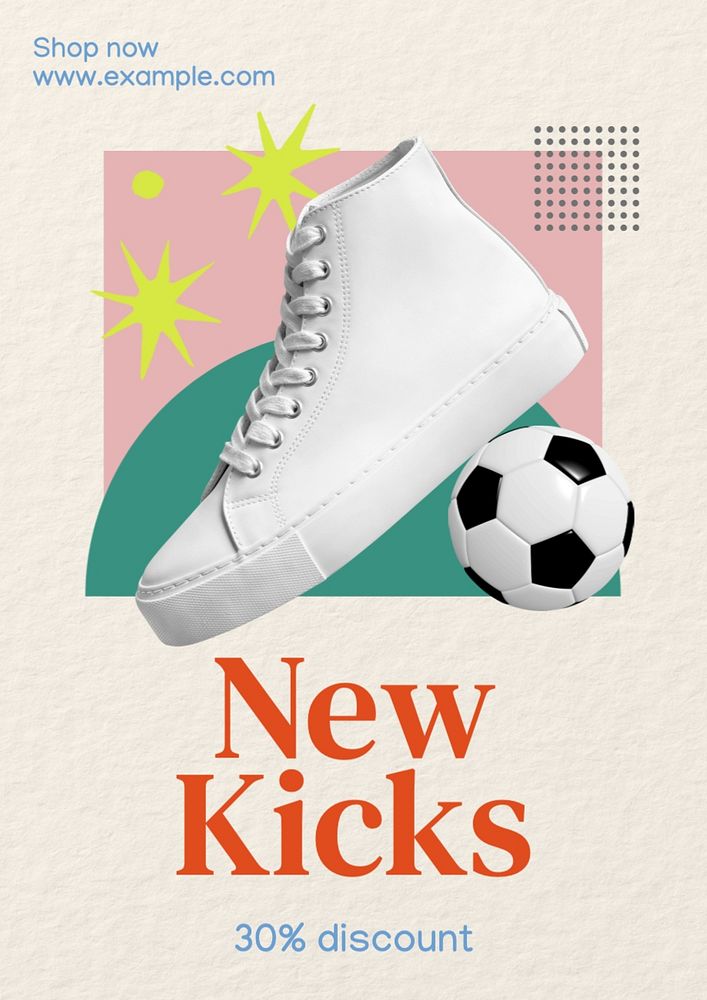 New kicks poster template, editable text and design