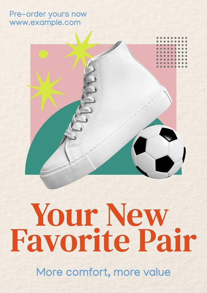 Footwear store ads poster template, editable text and design