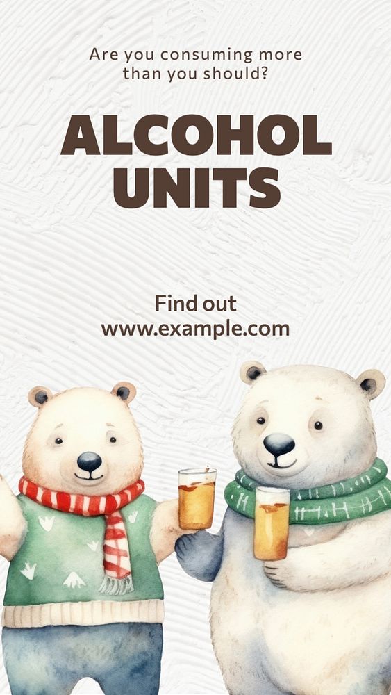 Alcohol units Instagram story template, editable text