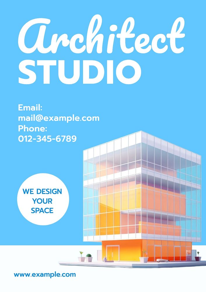 Architect studio poster template, editable text and design