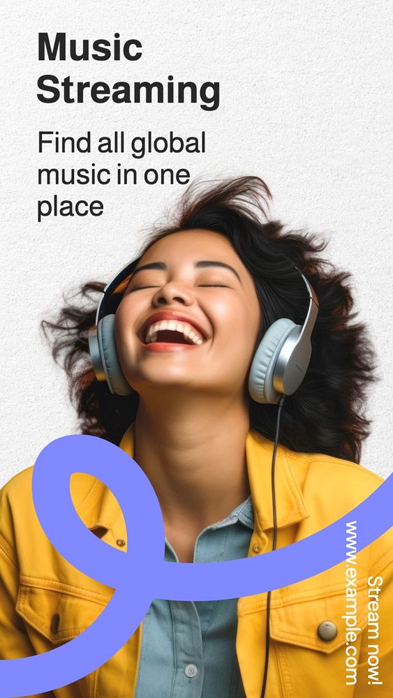 Music streaming Instagram story template, editable text