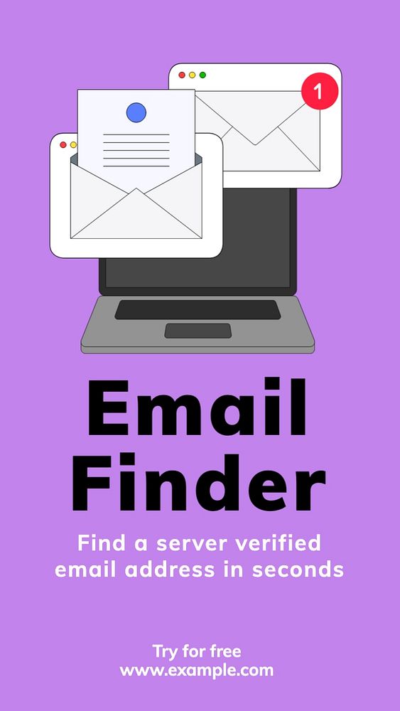 Email finder Instagram post template, editable text