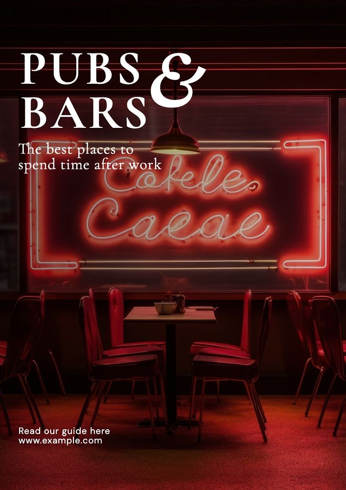 Pubs & bars poster template, editable text and design