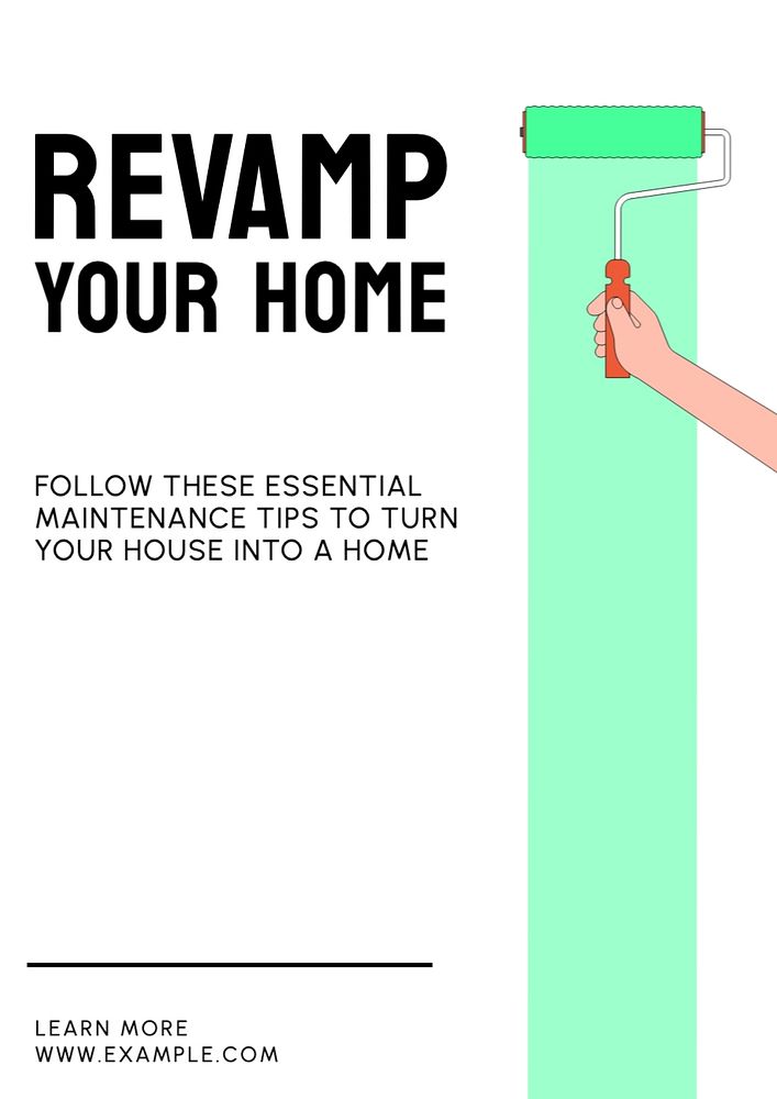 Revamp your home poster template, editable text and design