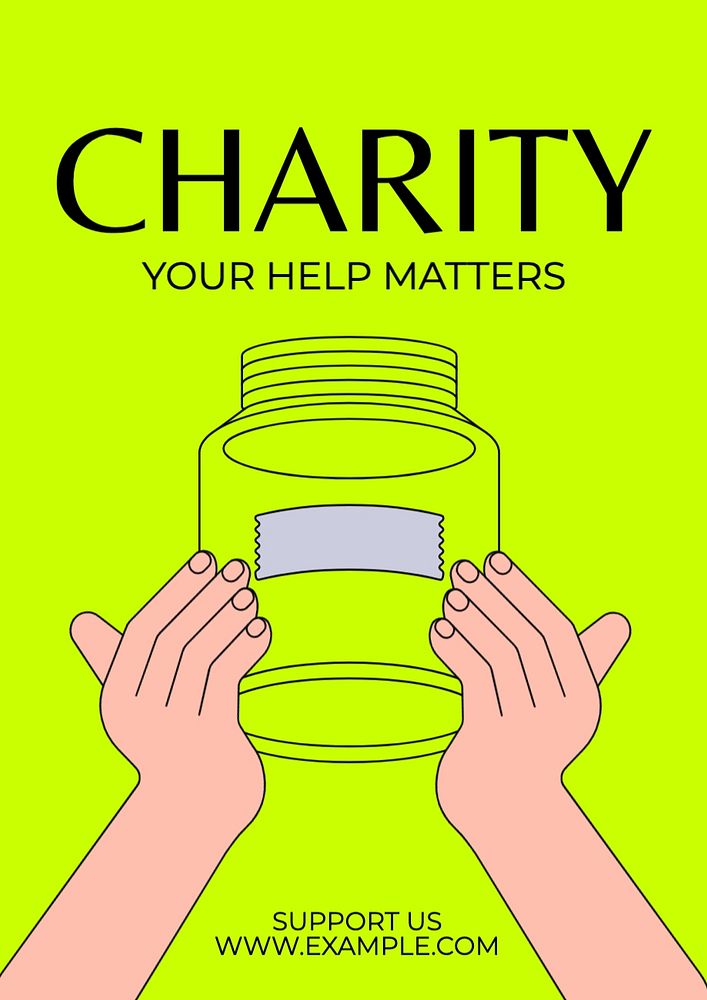 Charity poster template, editable text and design