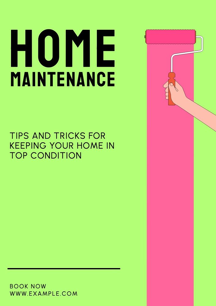 Home maintenance poster template, editable text and design