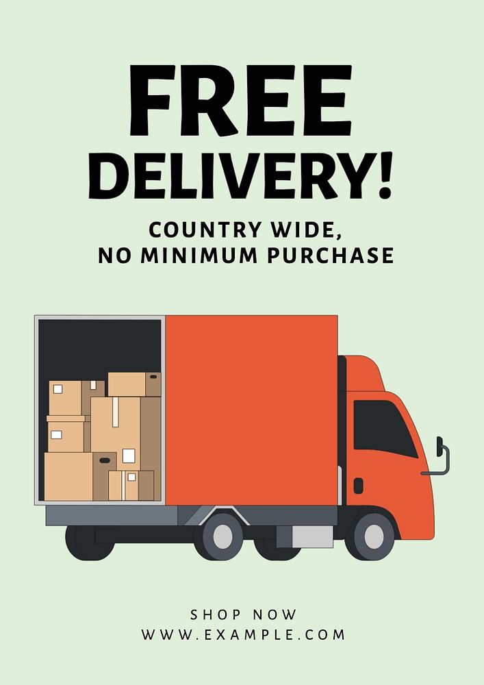 Free delivery poster template, editable text and design