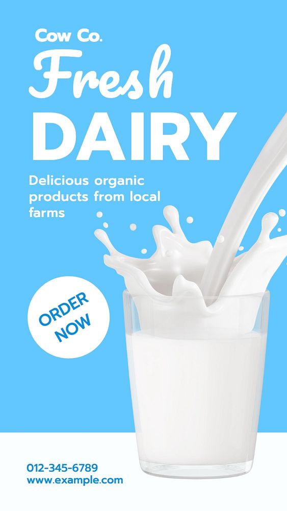 Fresh dairy Instagram story template, editable text